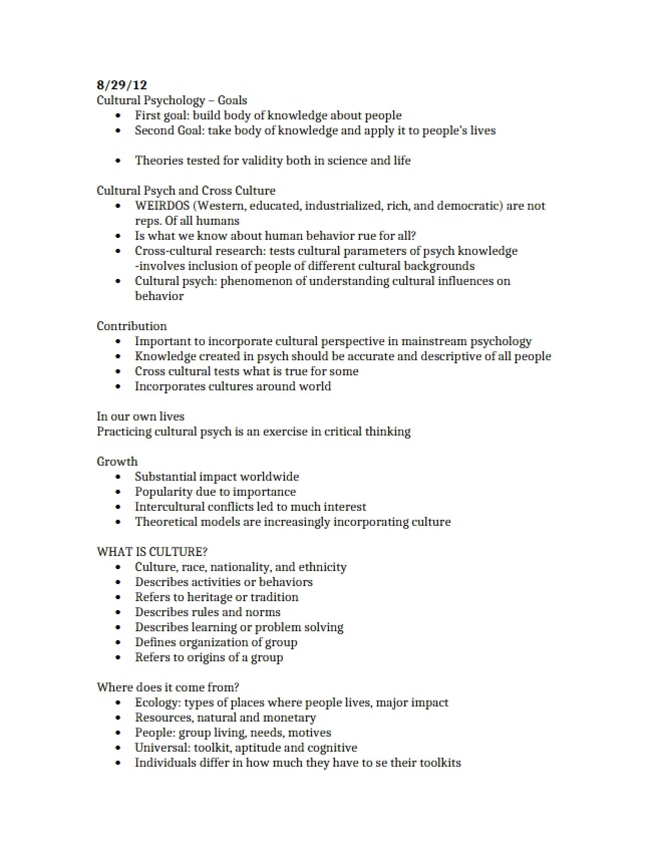 Fundamentals of Cultural Psychology