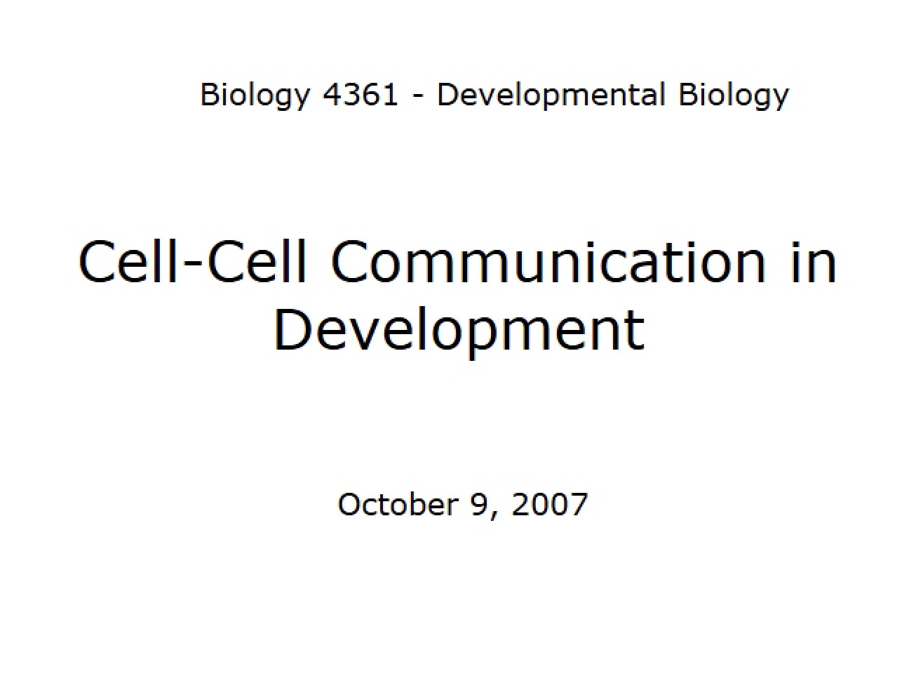 Developmental Intercellular Communication