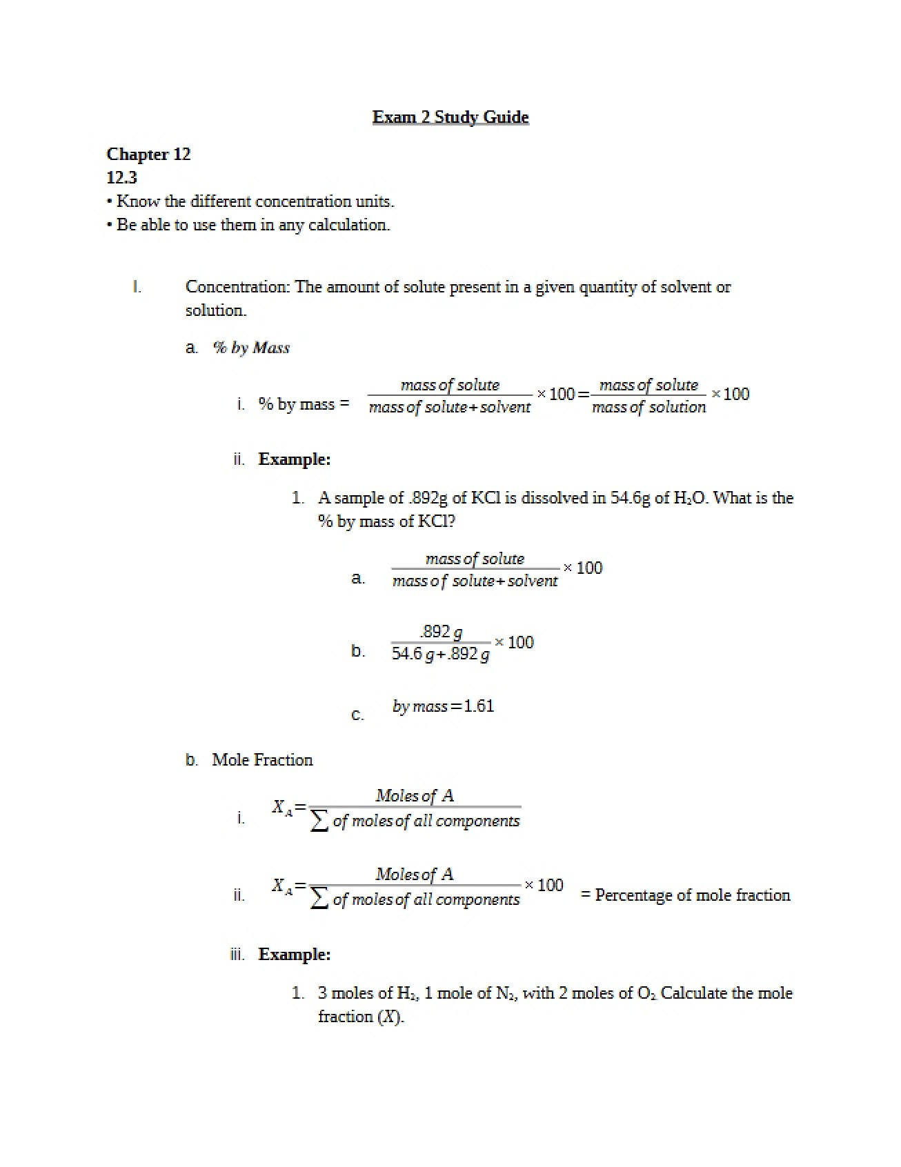 Comprehensive Review for Exam 2