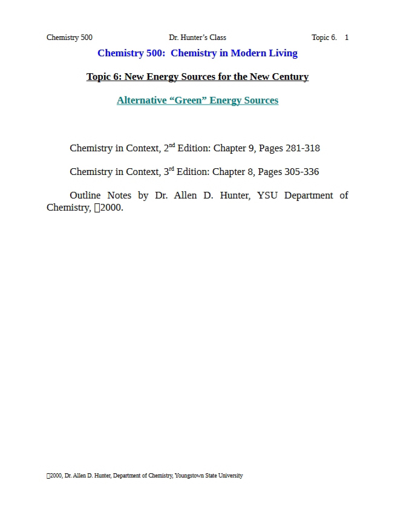 New Century Energy Sources (Topic 6)
