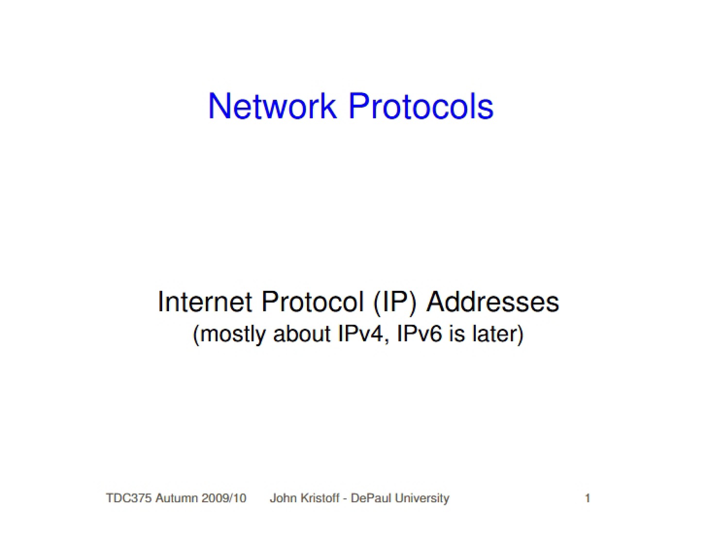 Addresses in IP