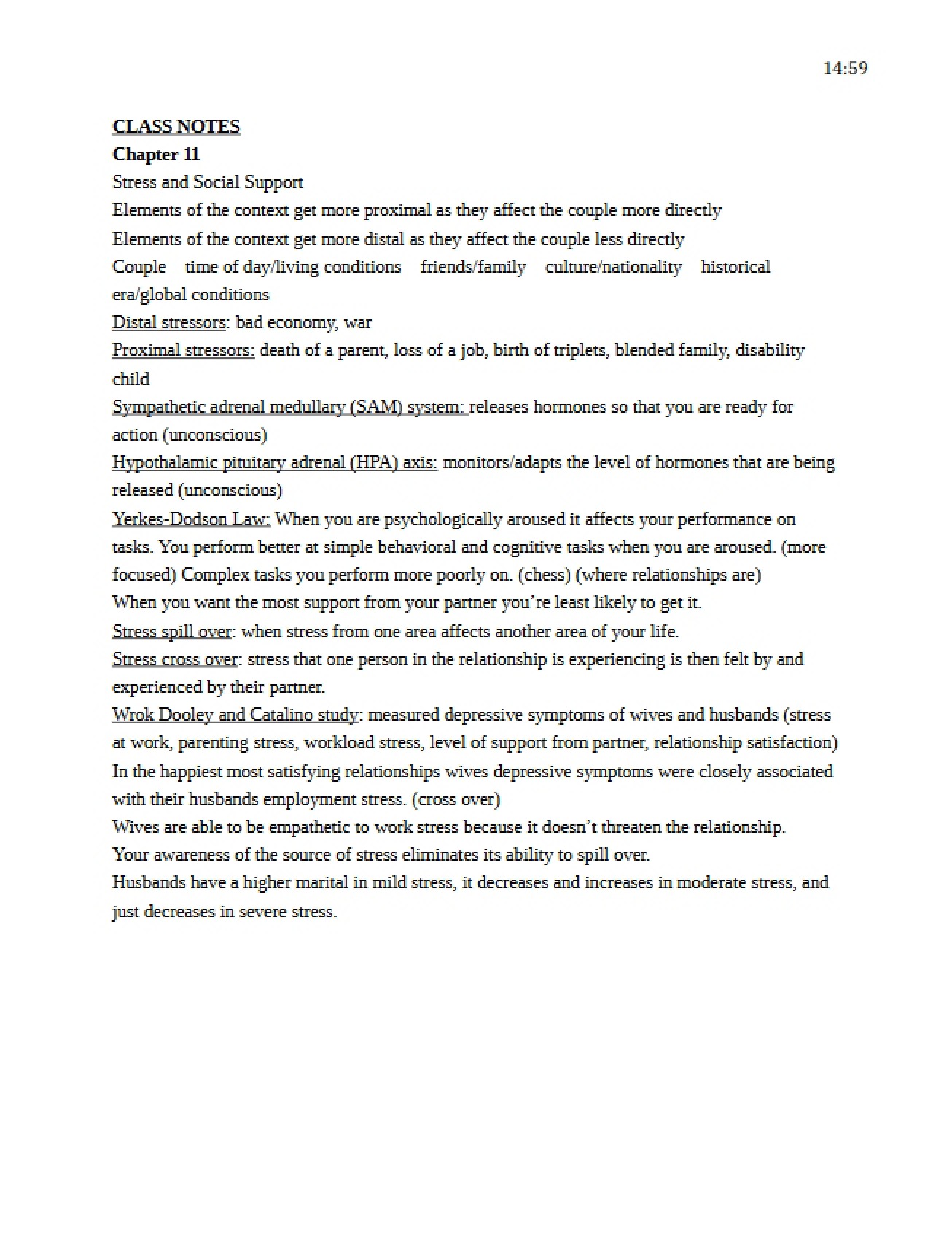 Class Notes - CHFD 3930