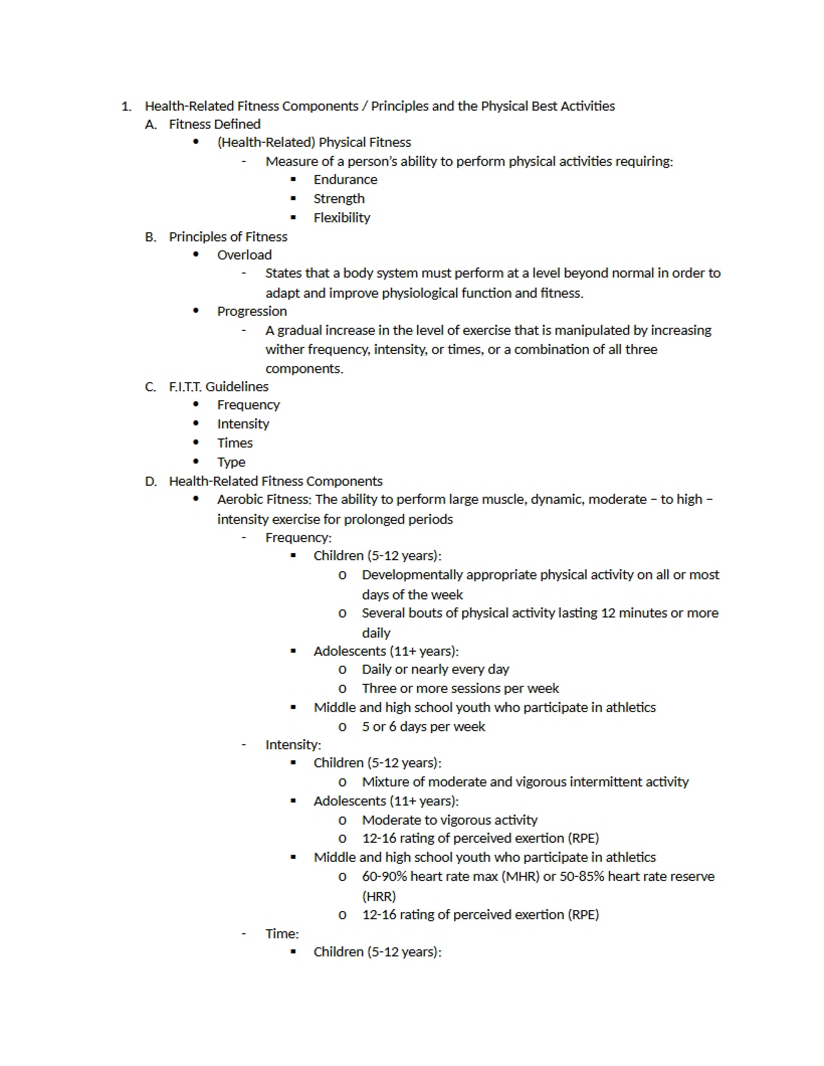 Components of Fitness Related to Health