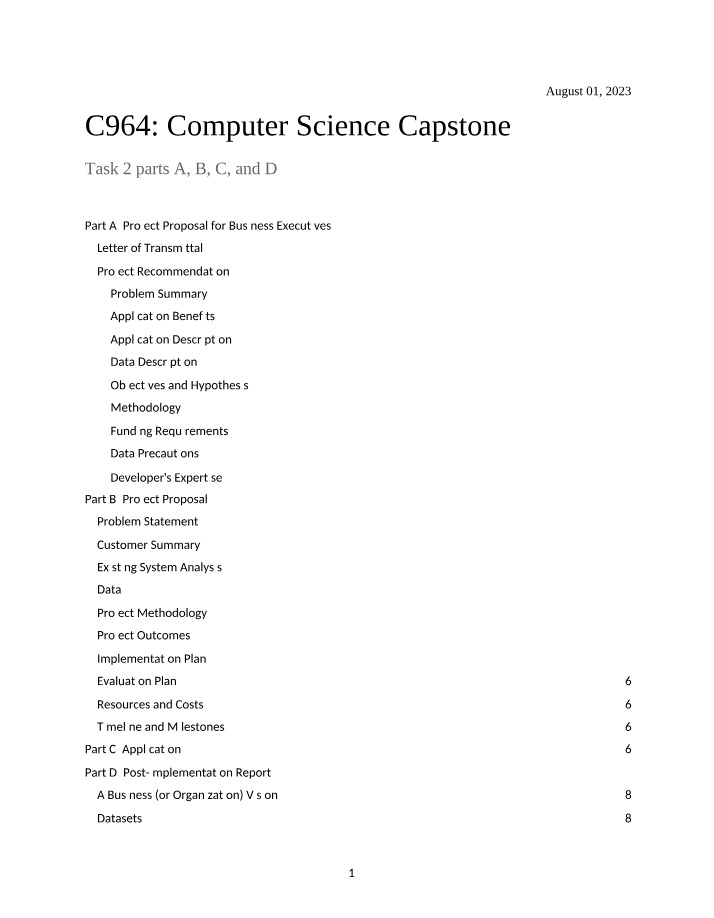 Computer Science Capstone Proposal and Problem Analysis