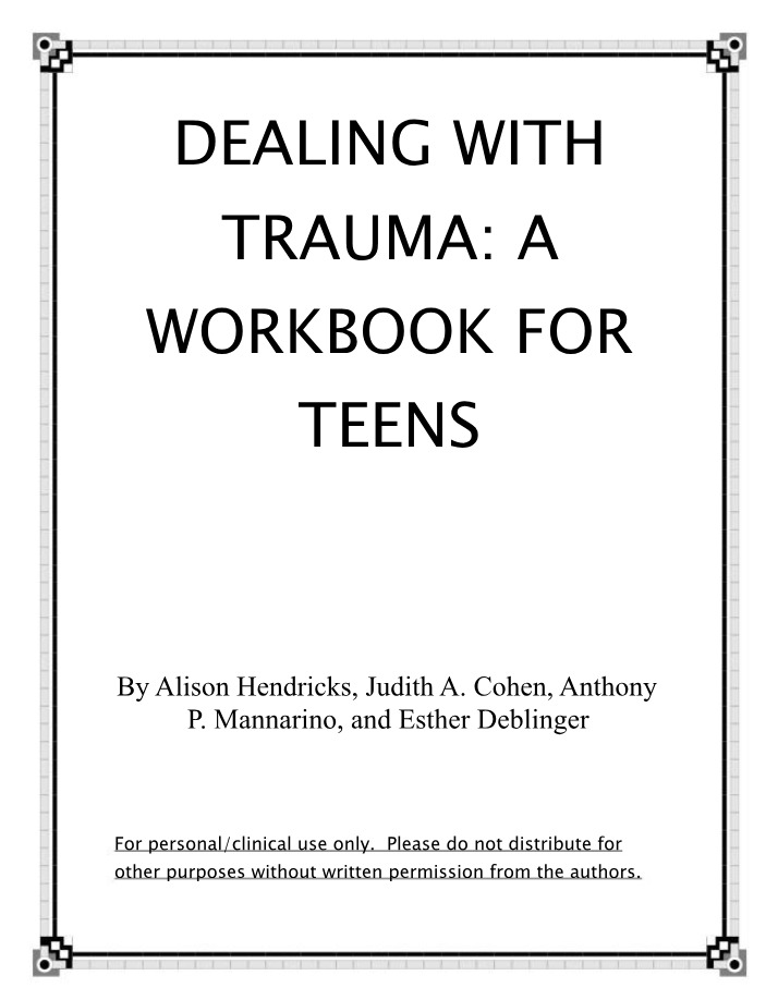 Workbook for Teens - Dealing with Trauma