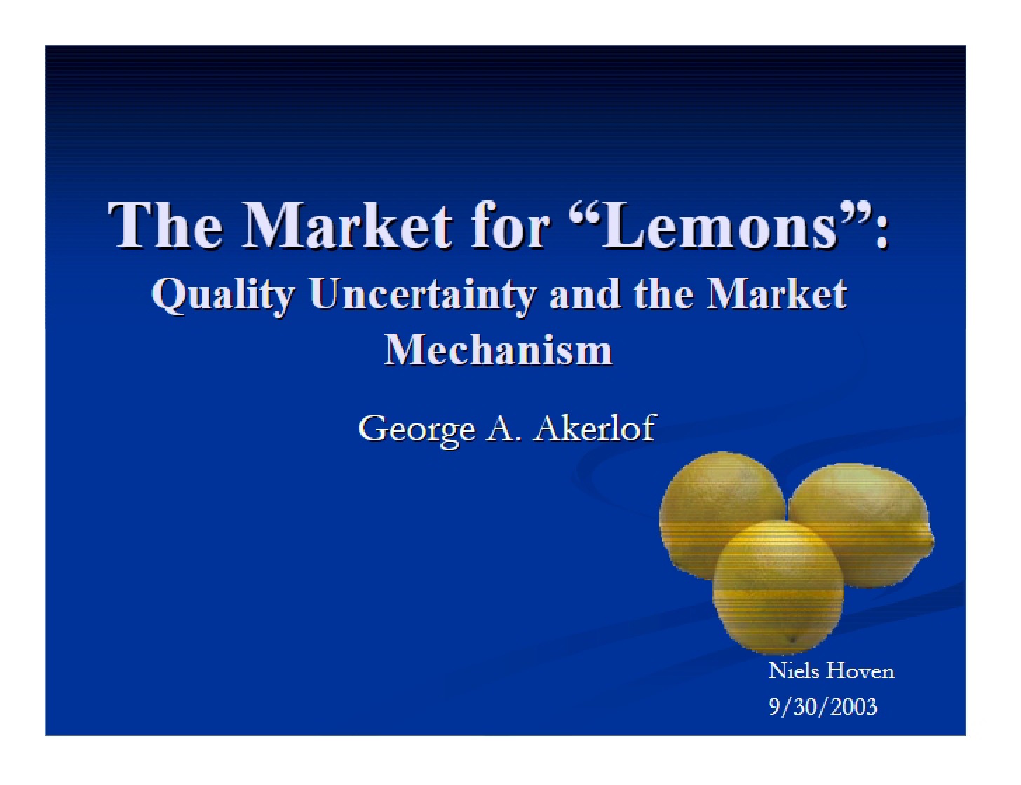 Lemons Market Theory