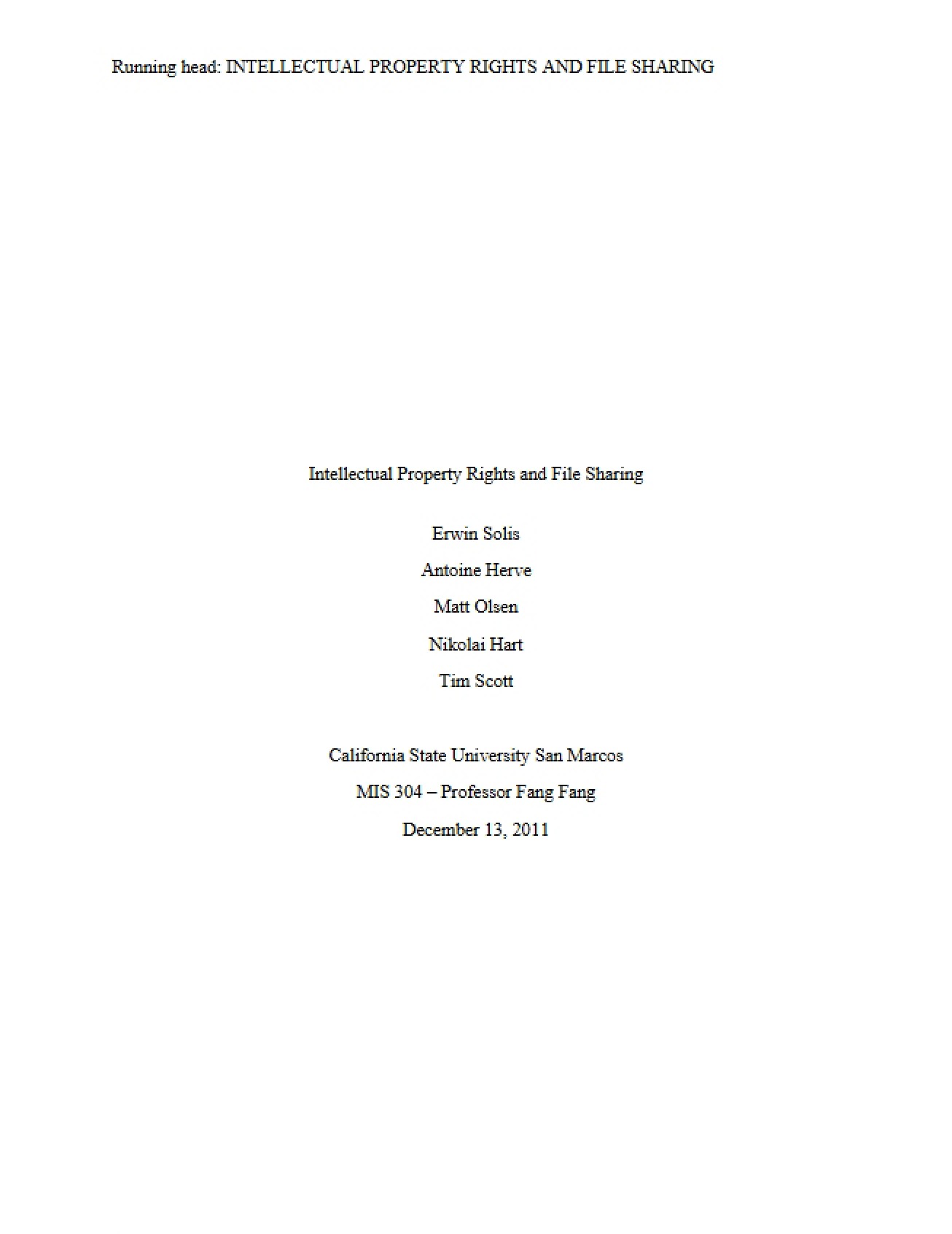 File Sharing and Intellectual Property Rights