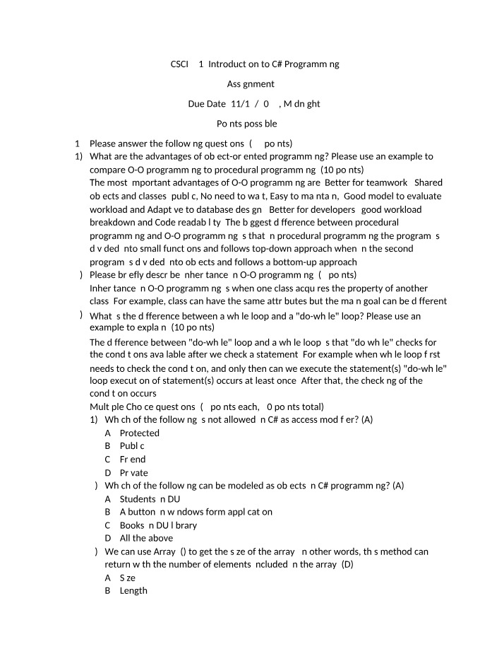 CSCI231 Assignment 4