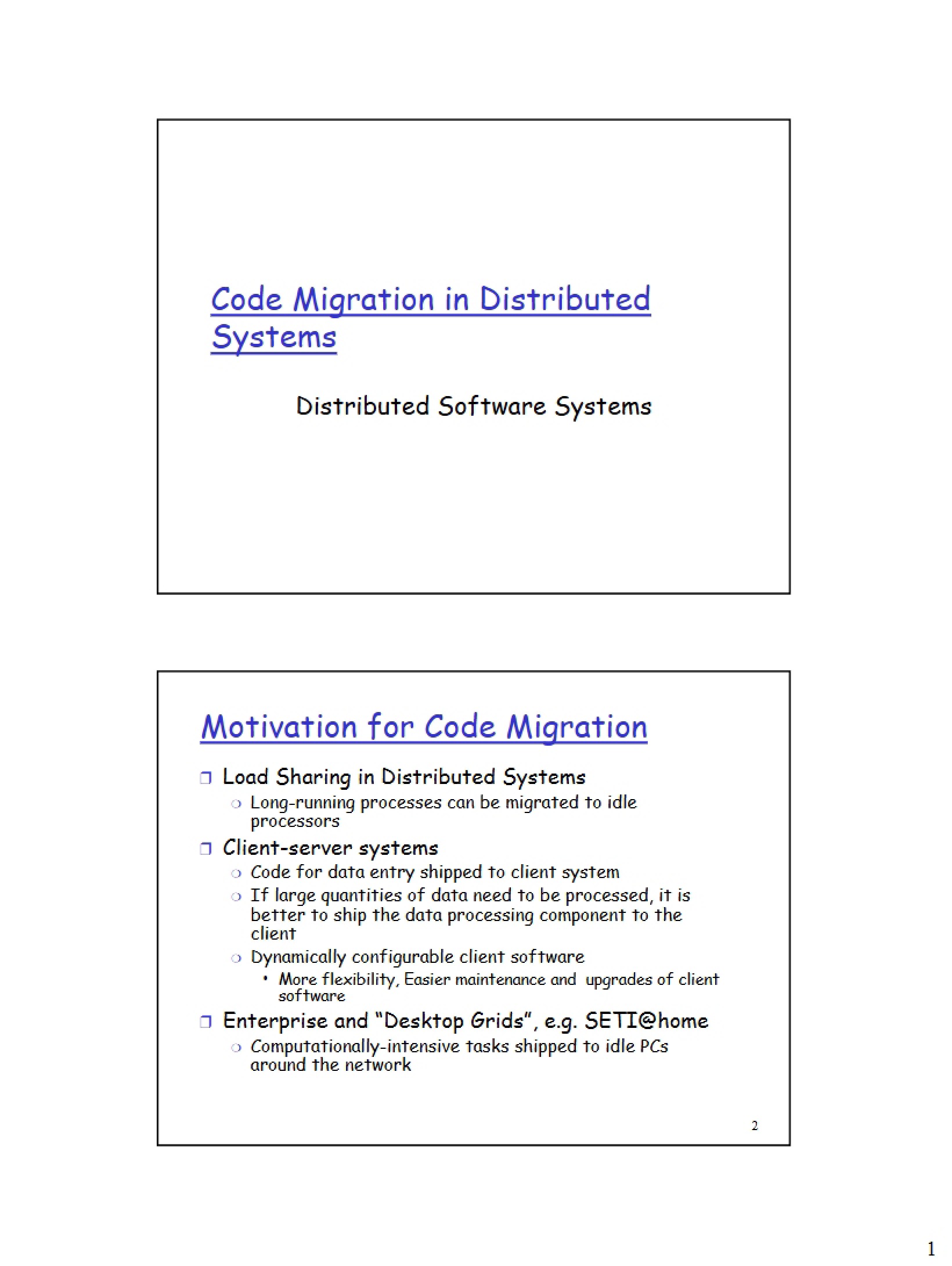 Distributed Systems Code Migration