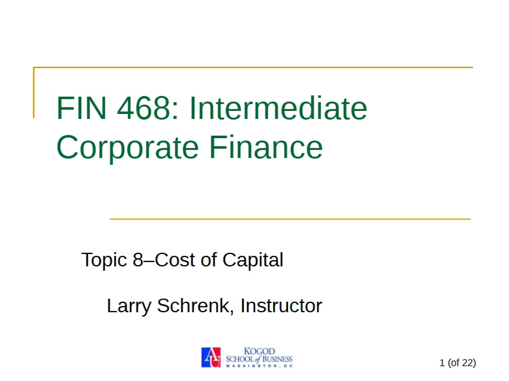 Capital Cost Analysis