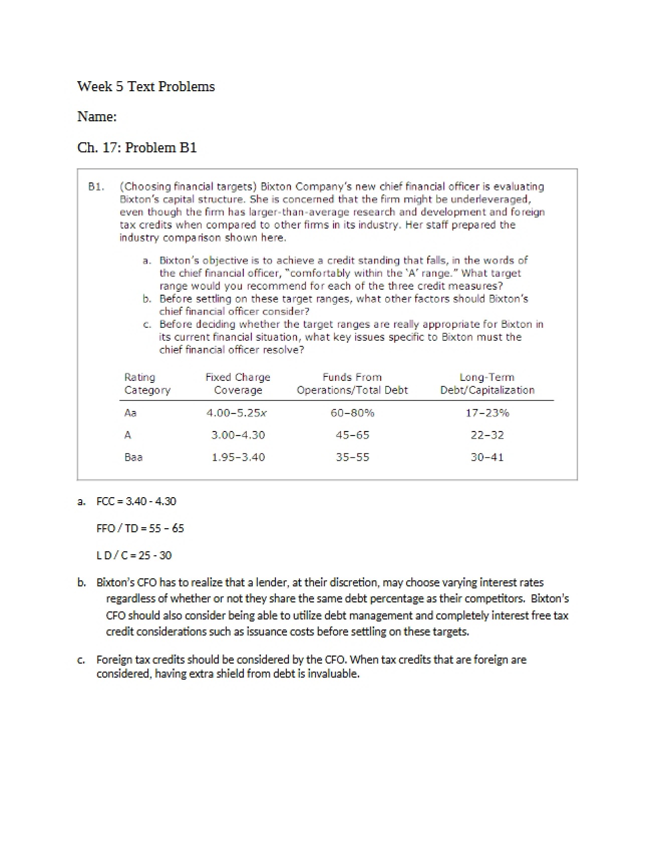 Textbook Problems for Week 5