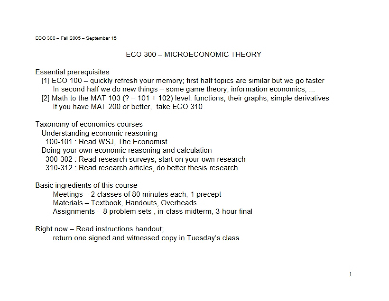 First Econometrics Lecture