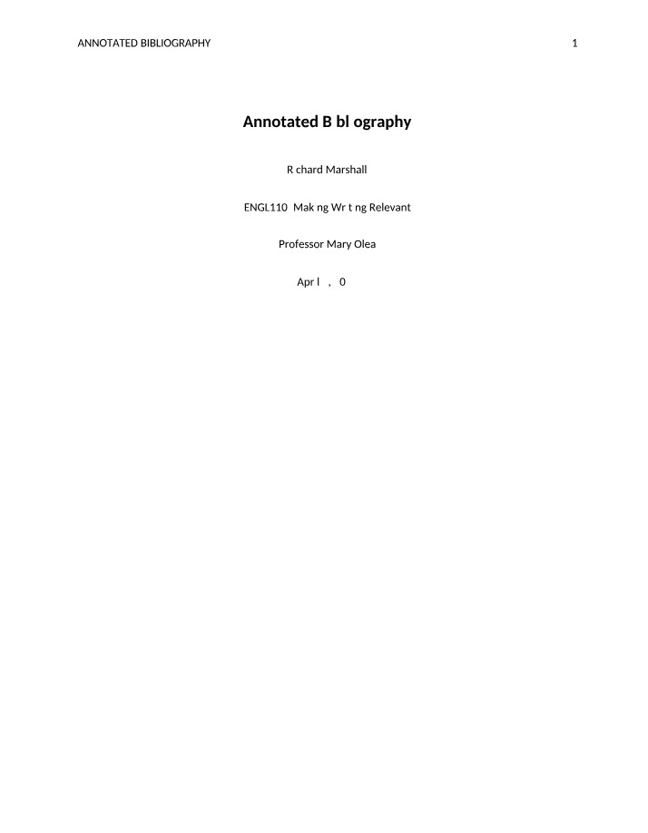 Annotated Bibliography Document