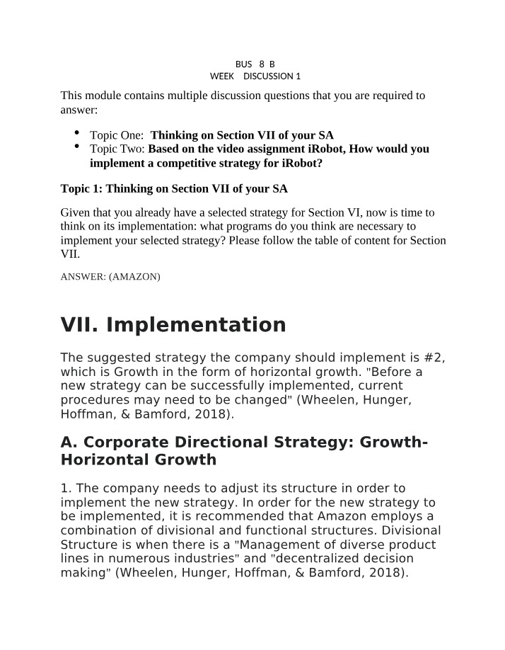 Week 3 Discussion 1 for BUS 485B