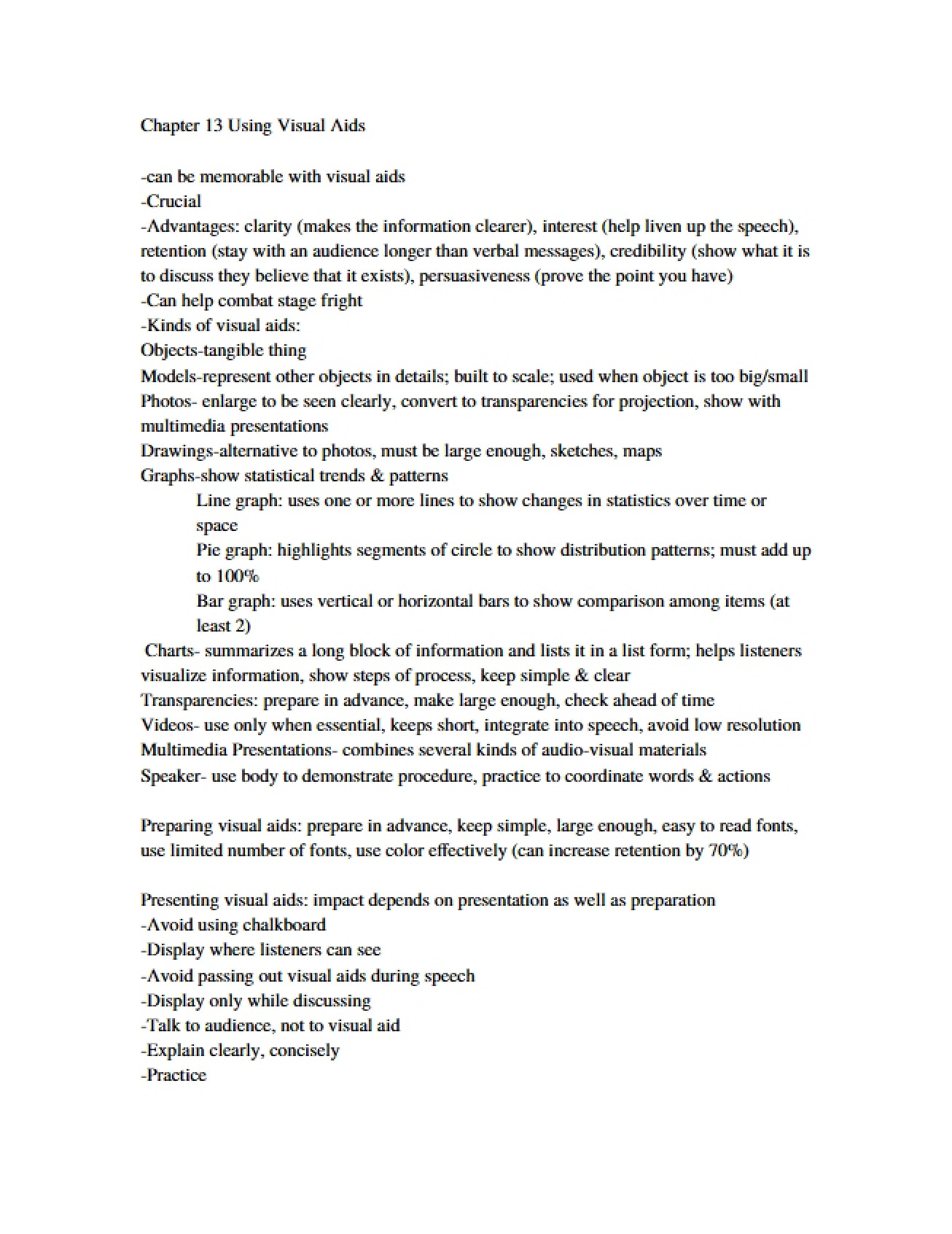 Visual Aids Usage - Chapter 13