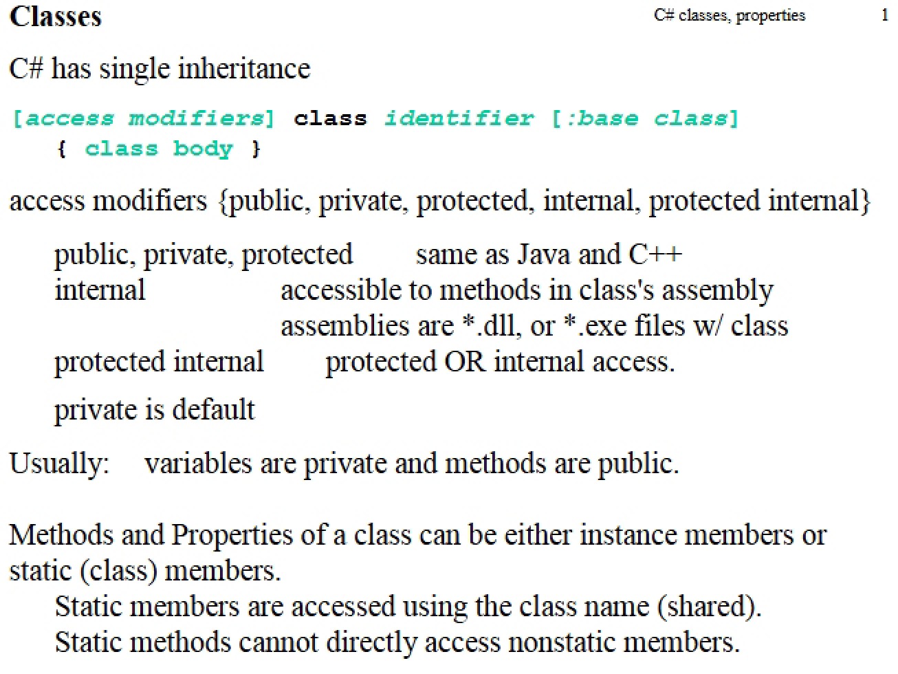 Class Structures