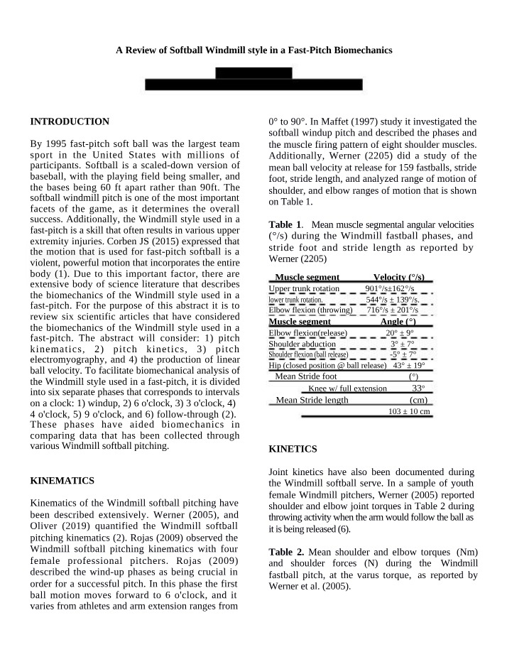 Fast-Pitch Biomechanics - Softball Windmill Style Review