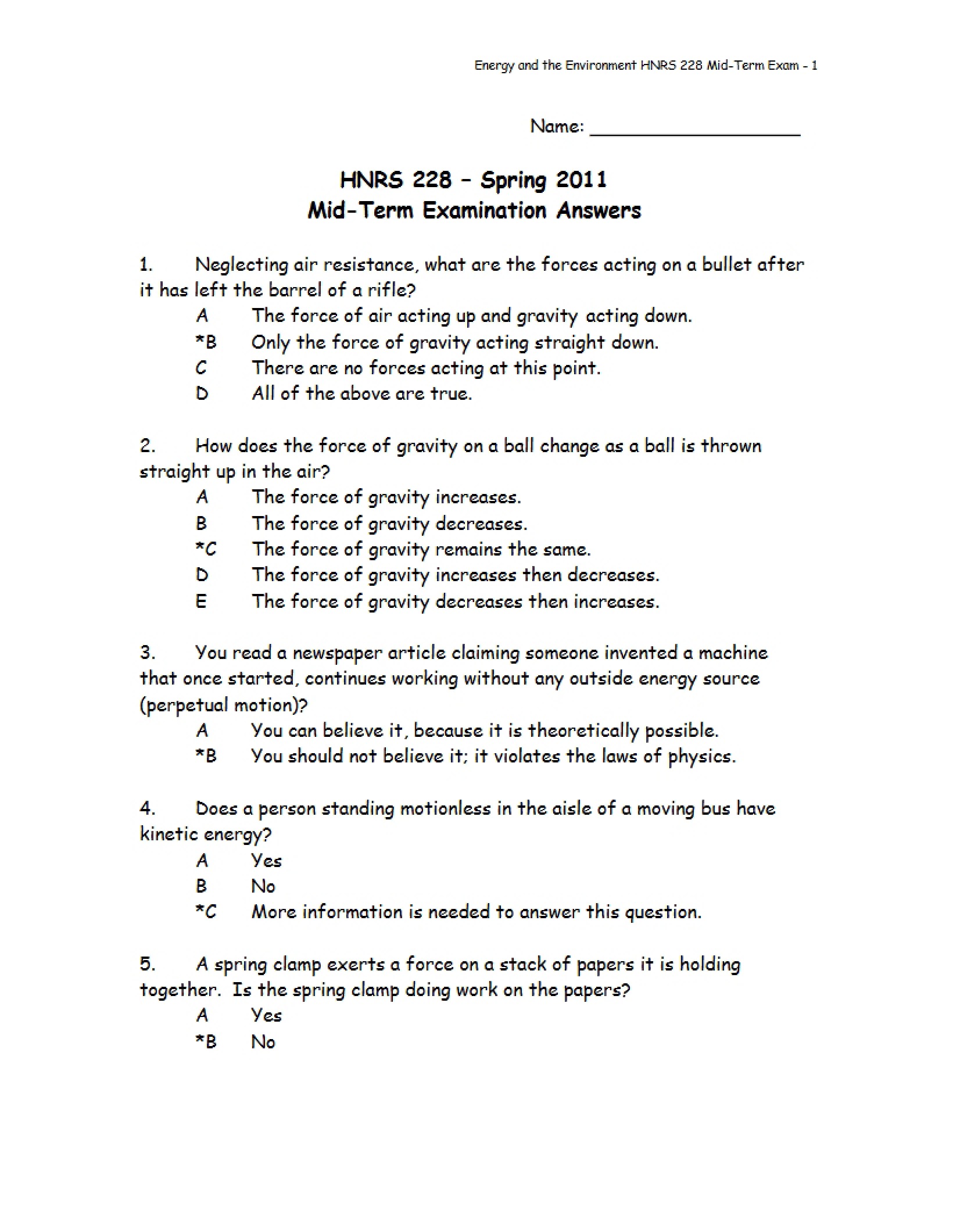 Midterm Exam Solutions