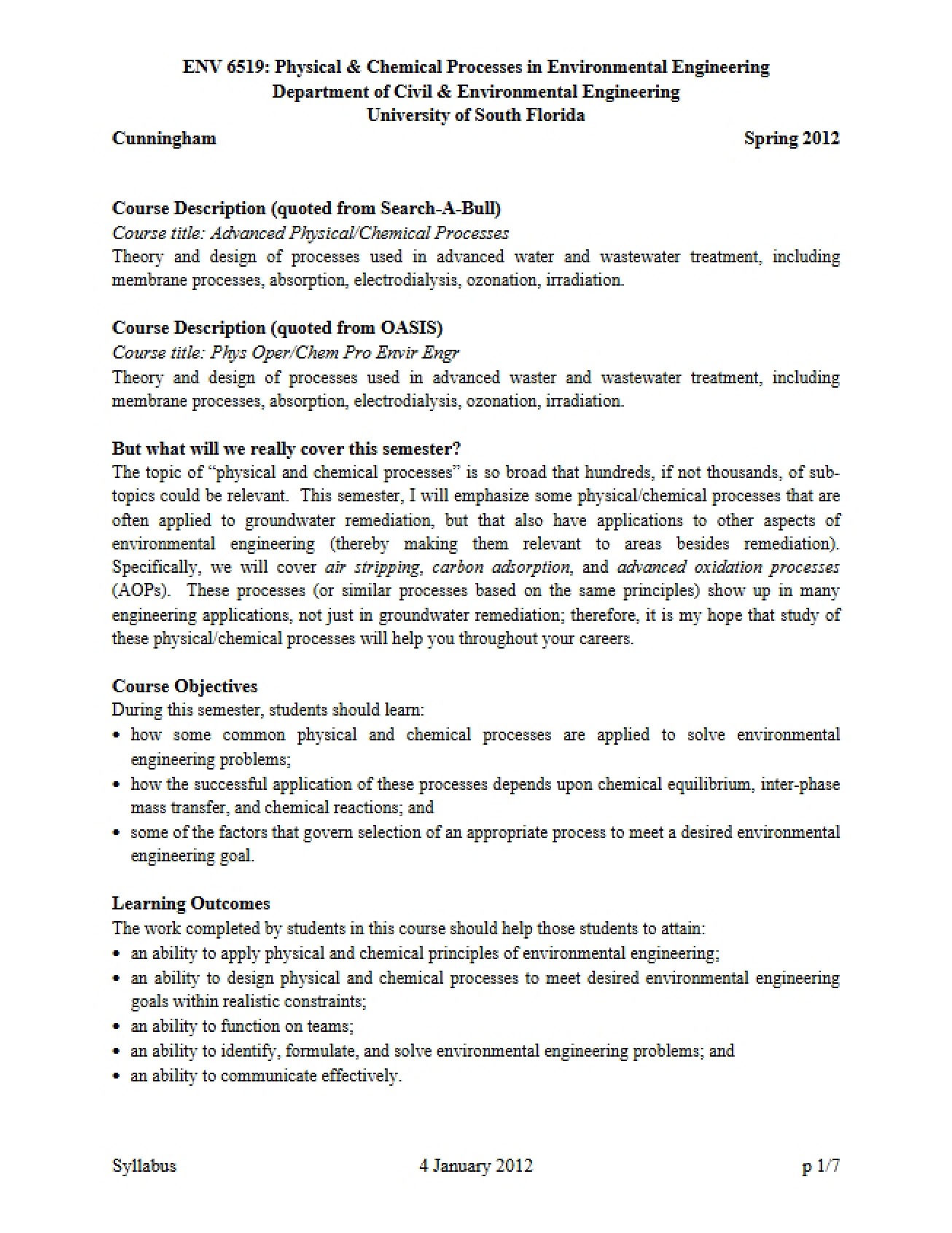 Syllabus for Course ENV 6519