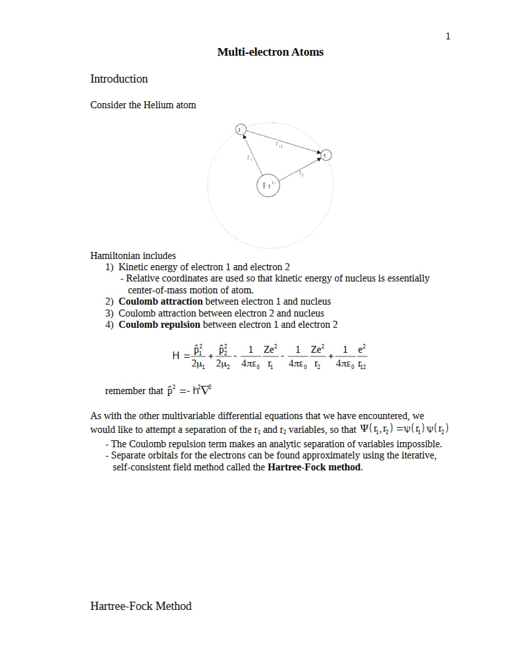 Atoms with Multiple Electrons
