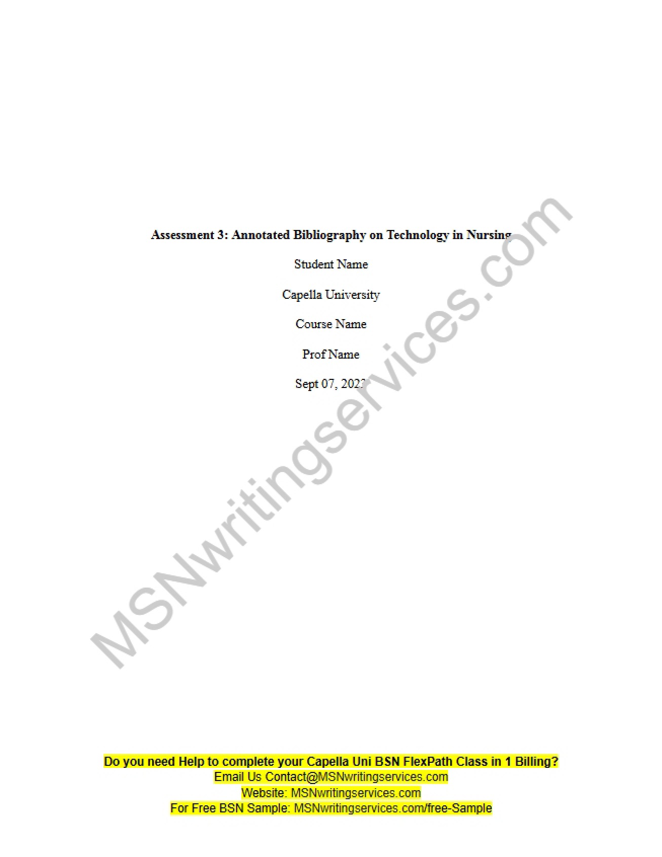 Technology in Nursing Annotated Bibliography (Assessment 3) - NURS FPX 4040