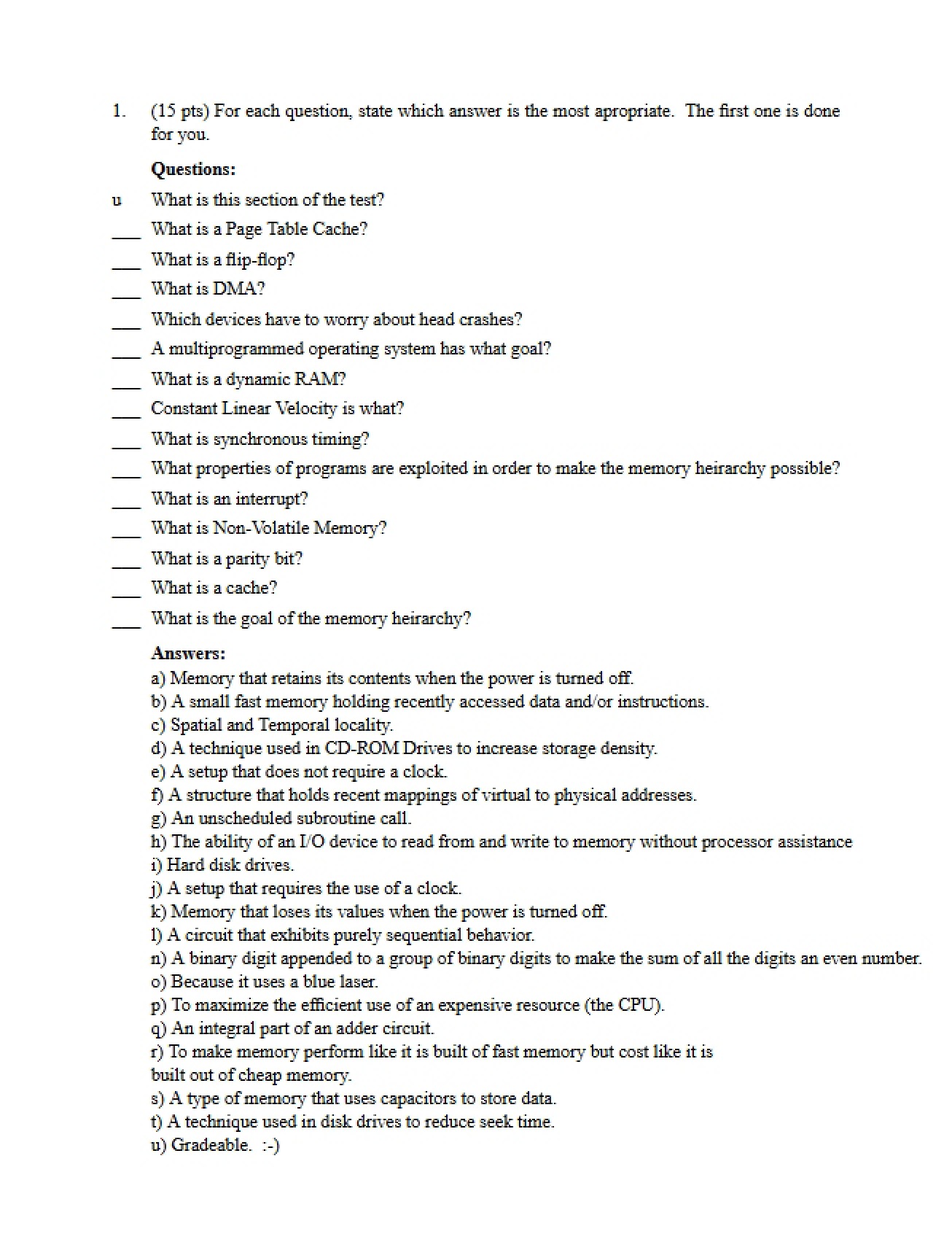 Questions for Final