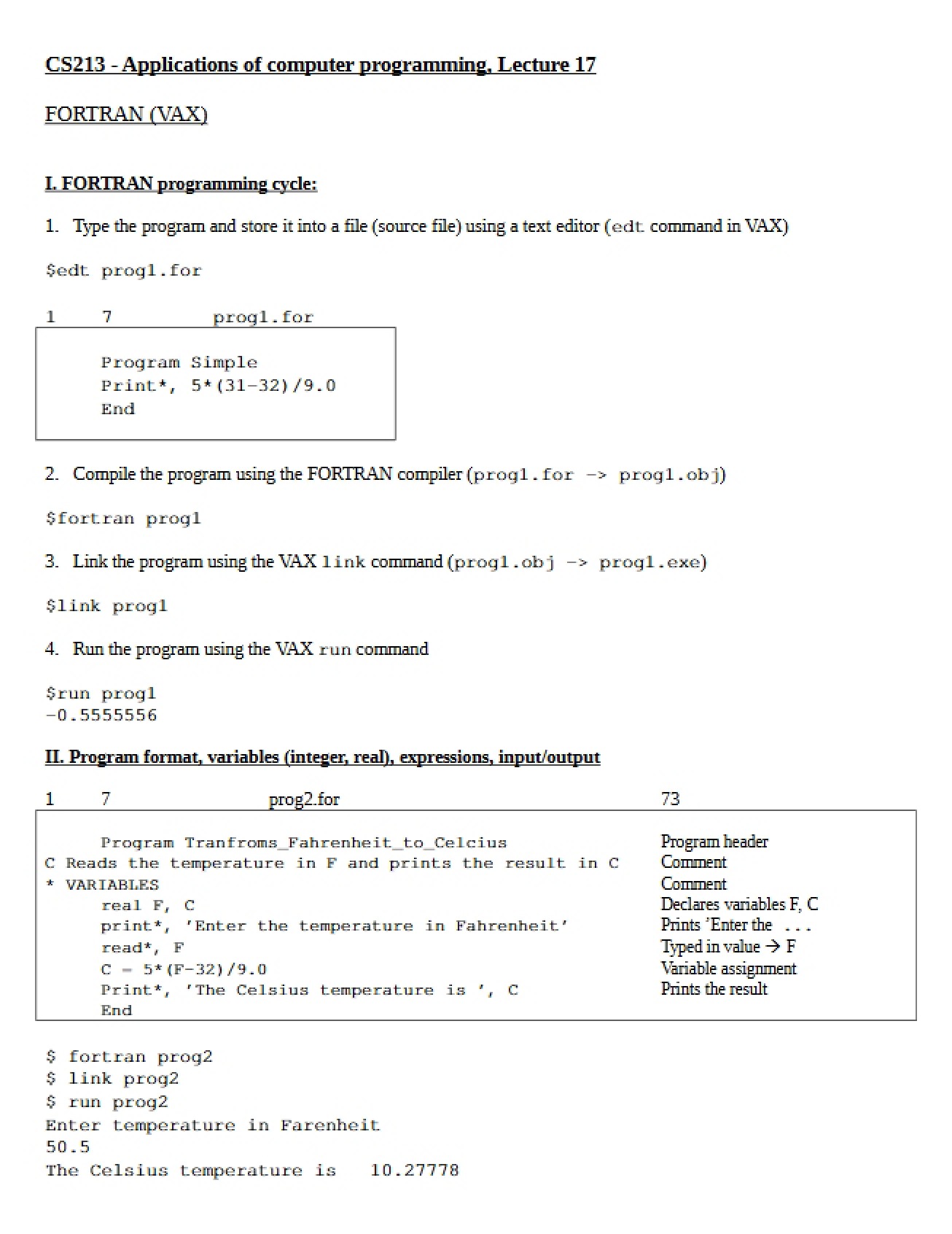 Lecture 17 Applications of Computer Programming