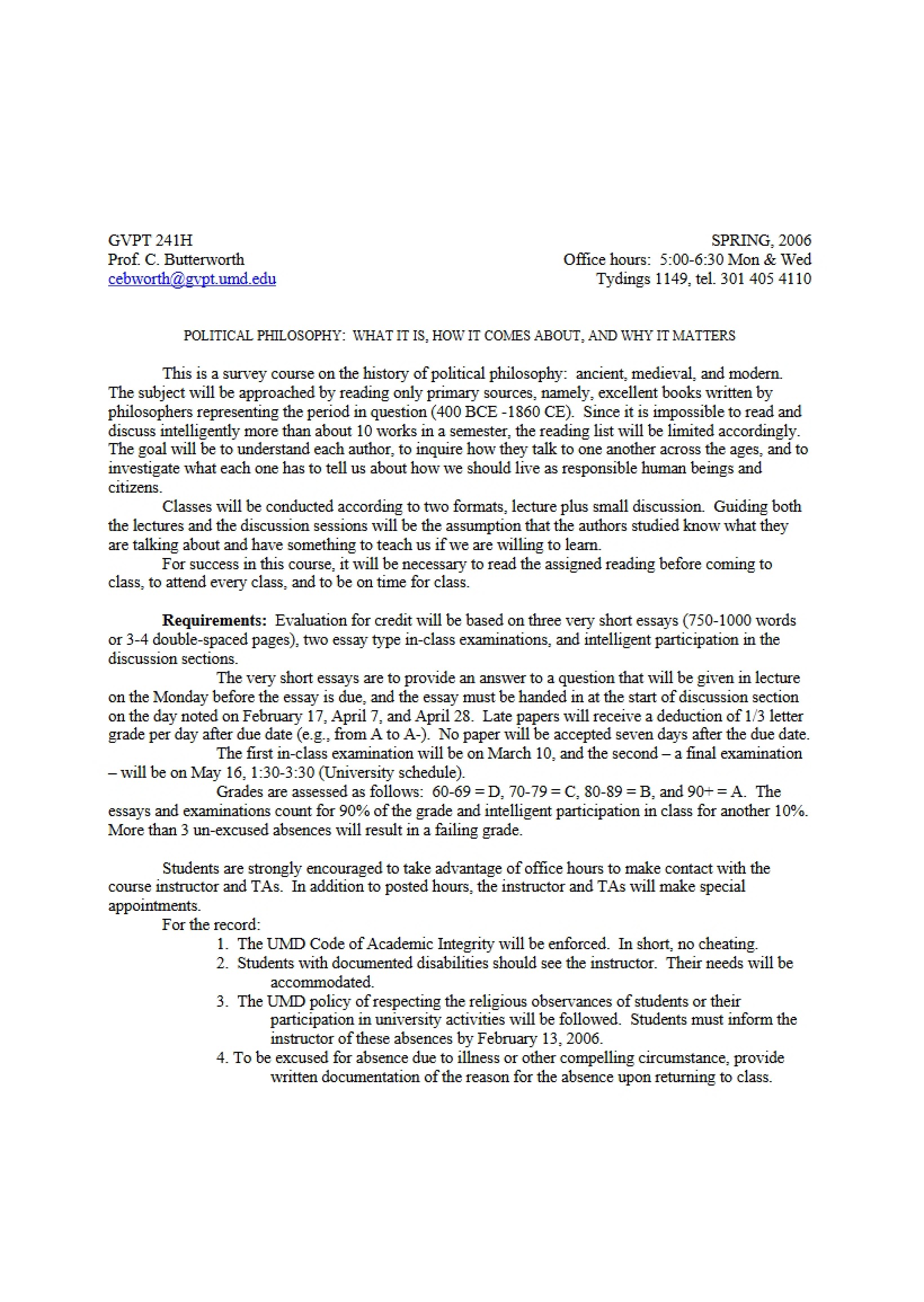 Syllabus for Honors Section