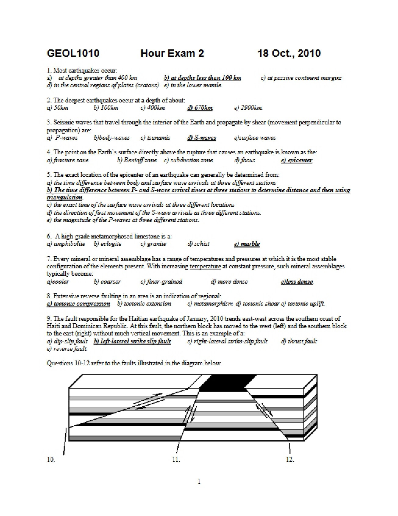 Examination Two (First Instance)