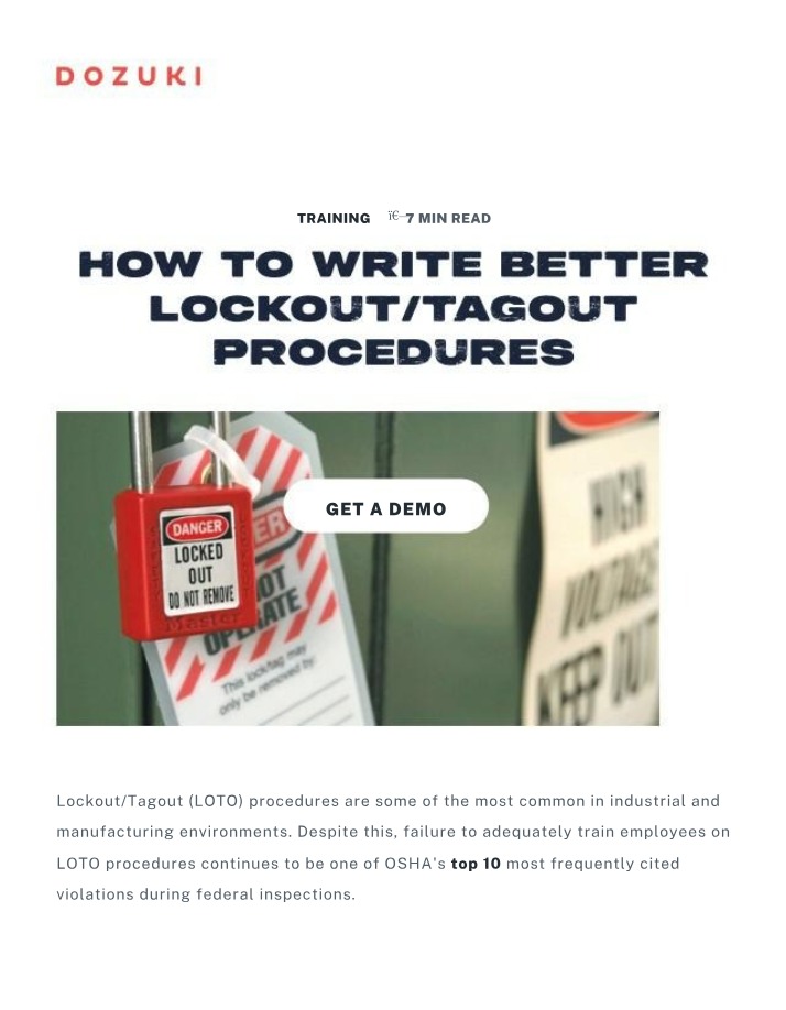 Writing Effective Lockout-Tagout Procedures for Safety