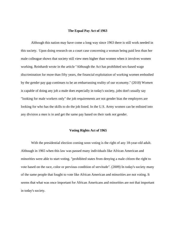 US Civil Rights Legislation - Analysis