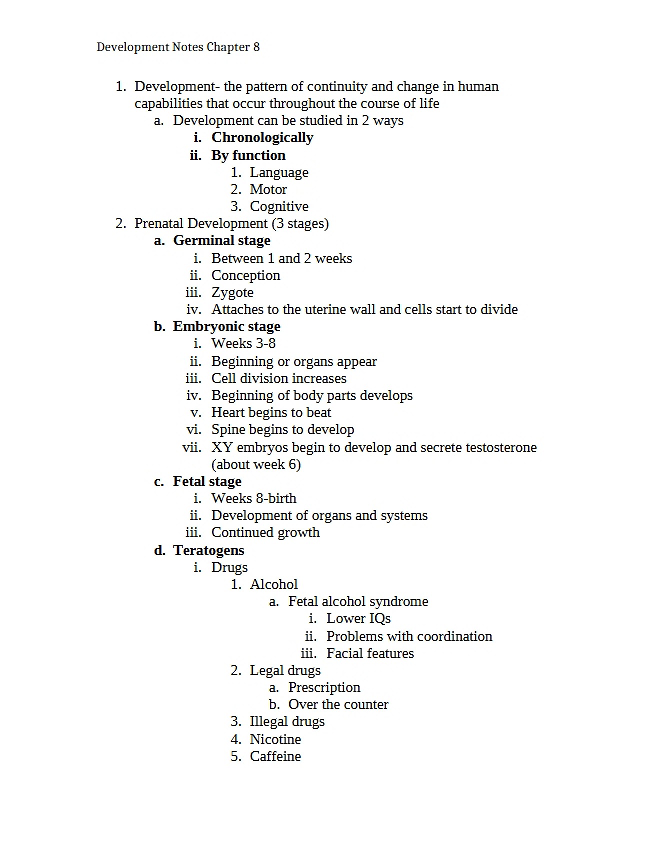 Eighth Chapter Notes for General Psychology