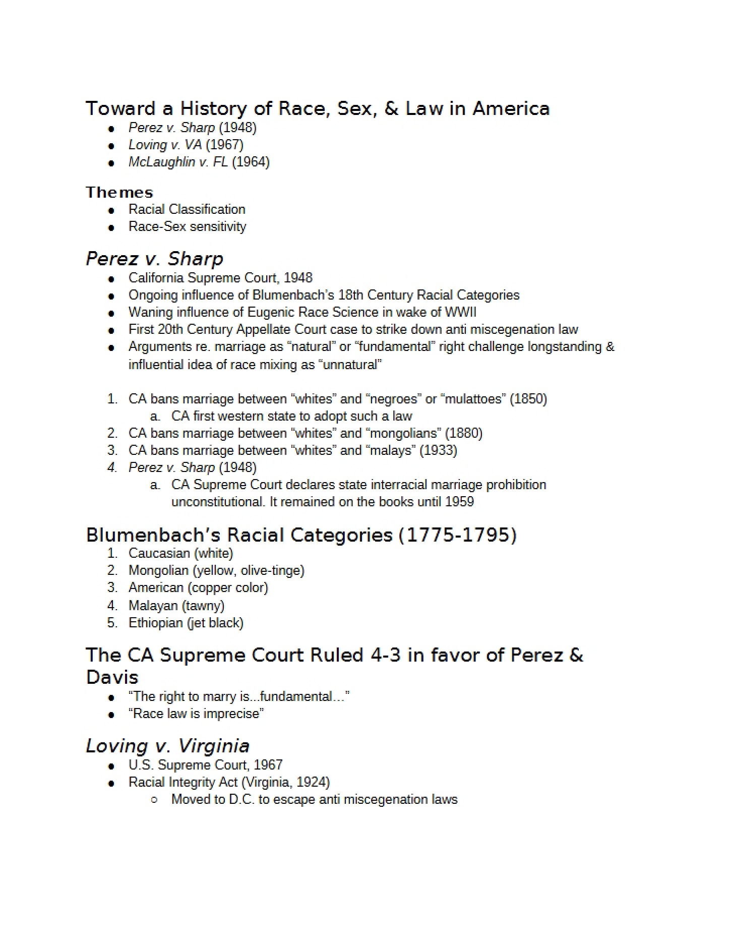 America History of Law, Sex, and Race