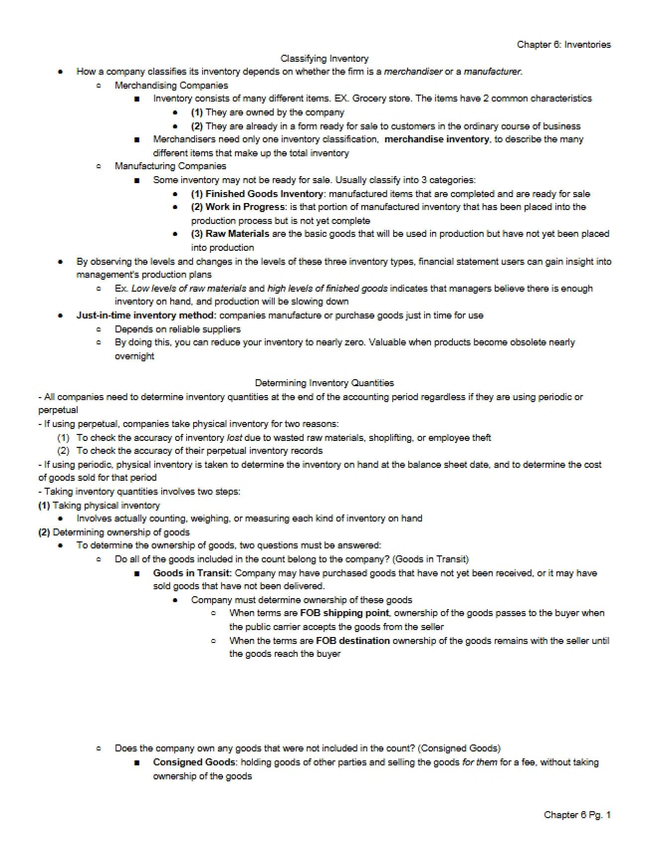 Inventory Accounting (Chapter 6)