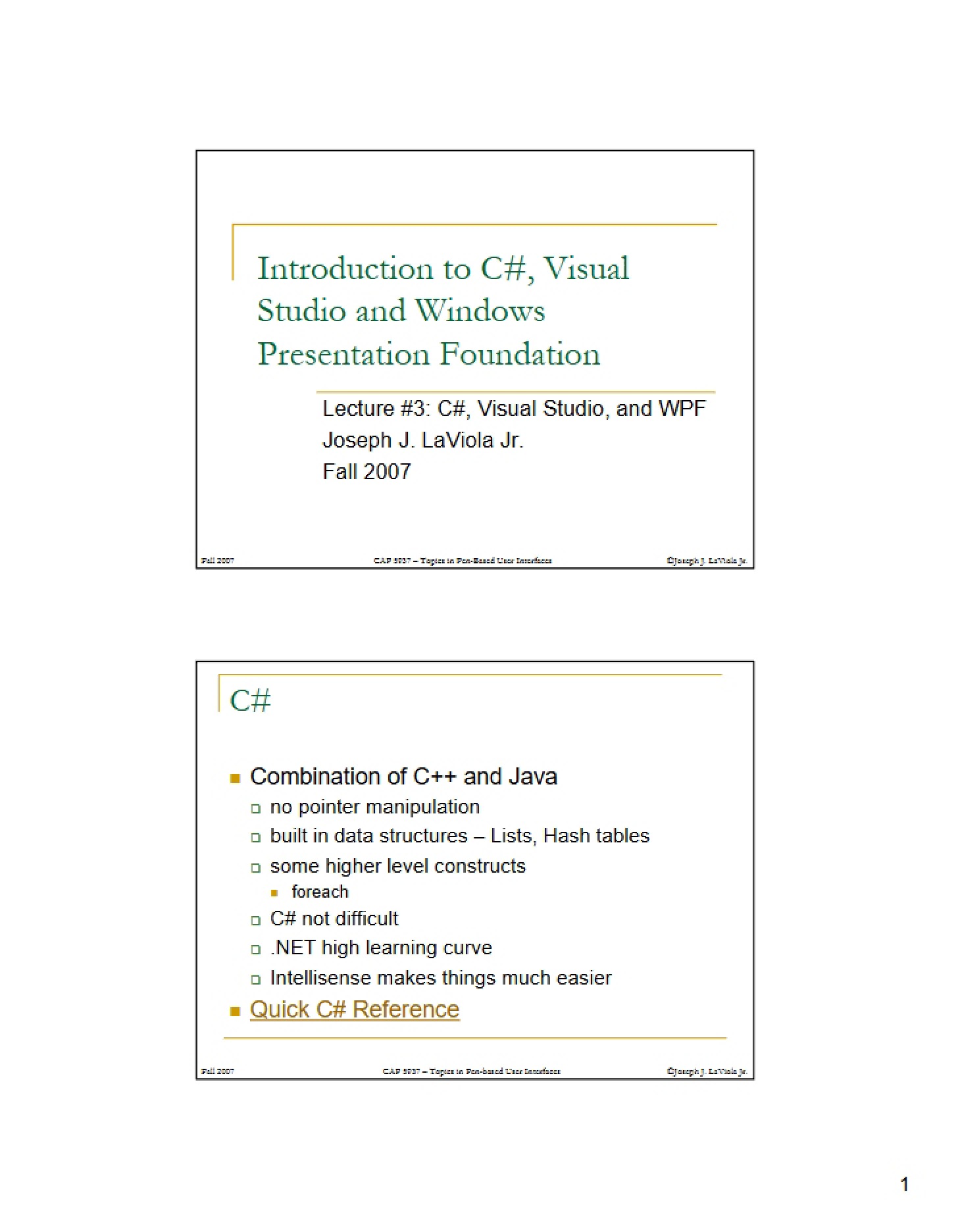 Visual Studio, C#, and Windows Presentation Foundation Introduction