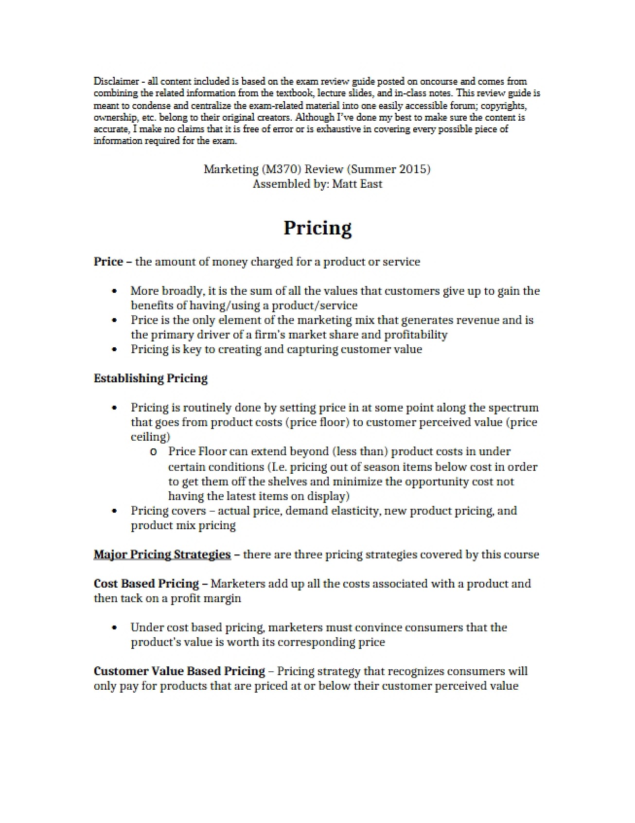 Pricing Strategy