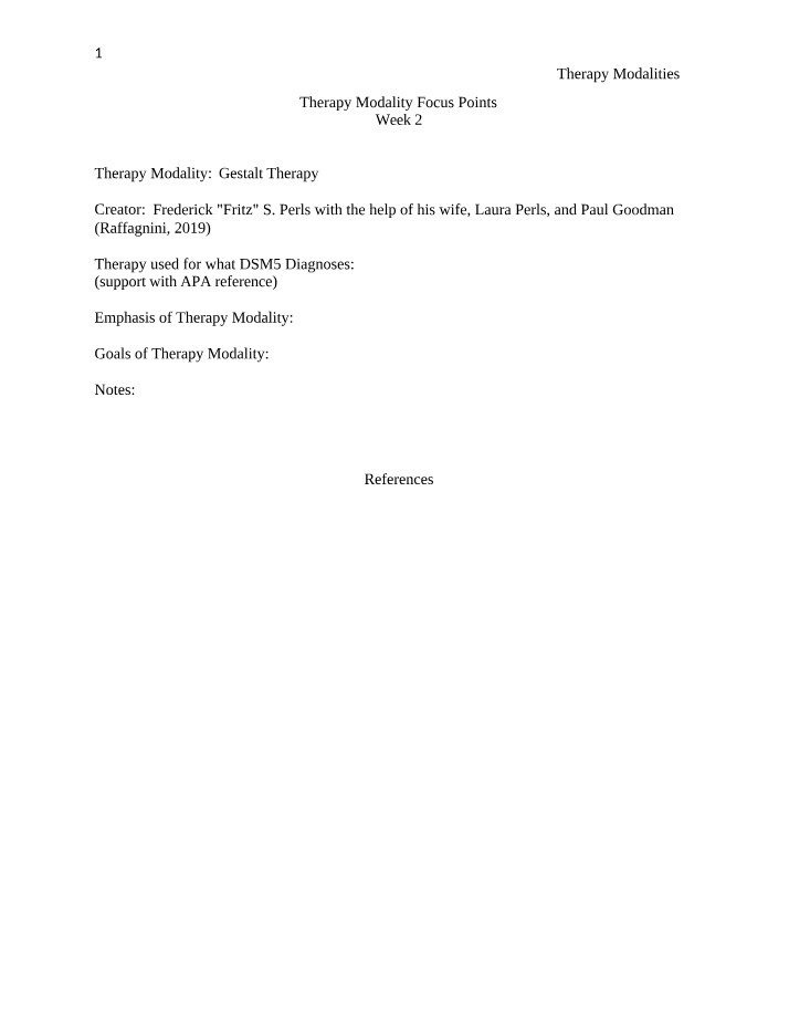 Gestalt Therapy Focus Points and DSM5 Diagnoses