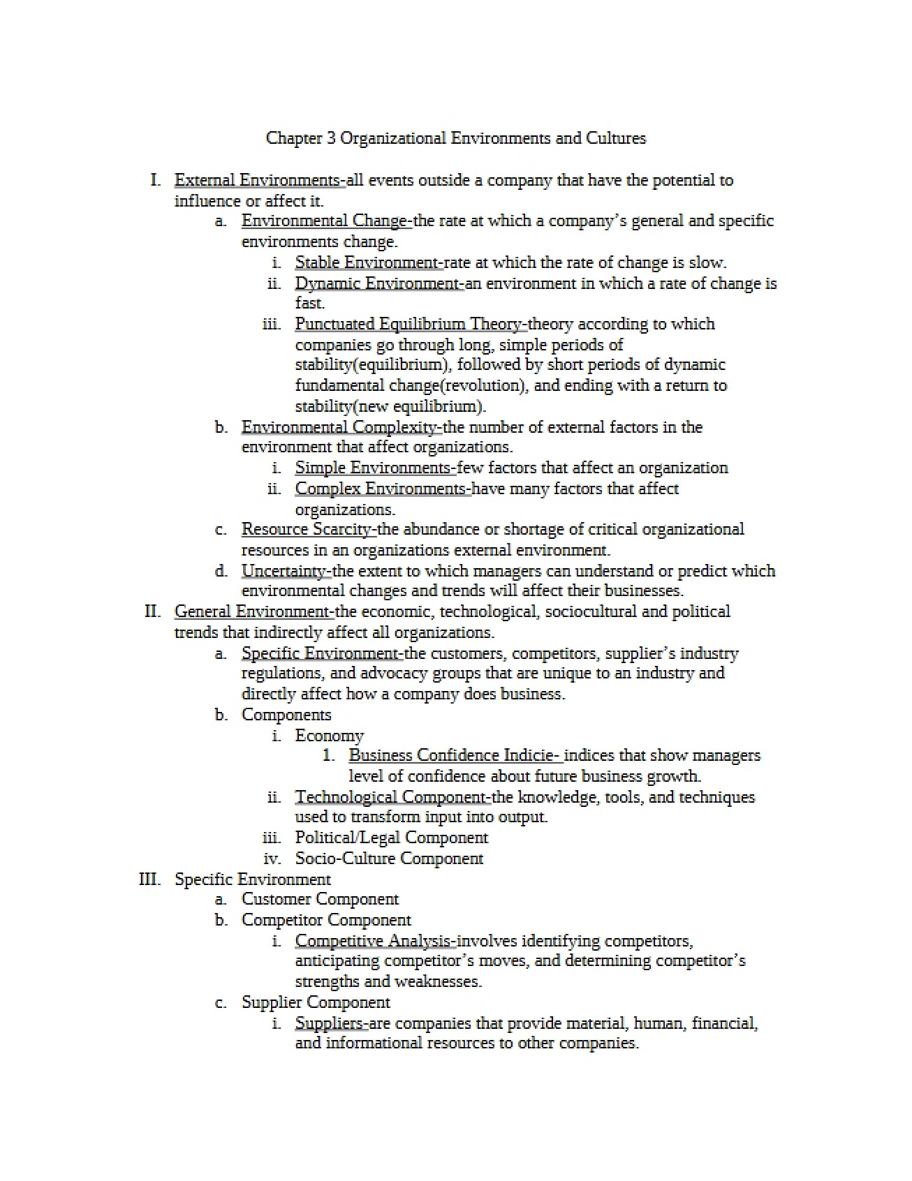 Organizational Cultures and Environments Chapter 3
