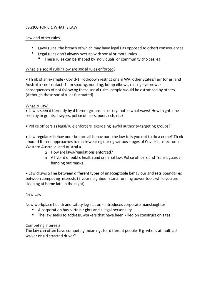 What is Law - LEG100 Topic 1