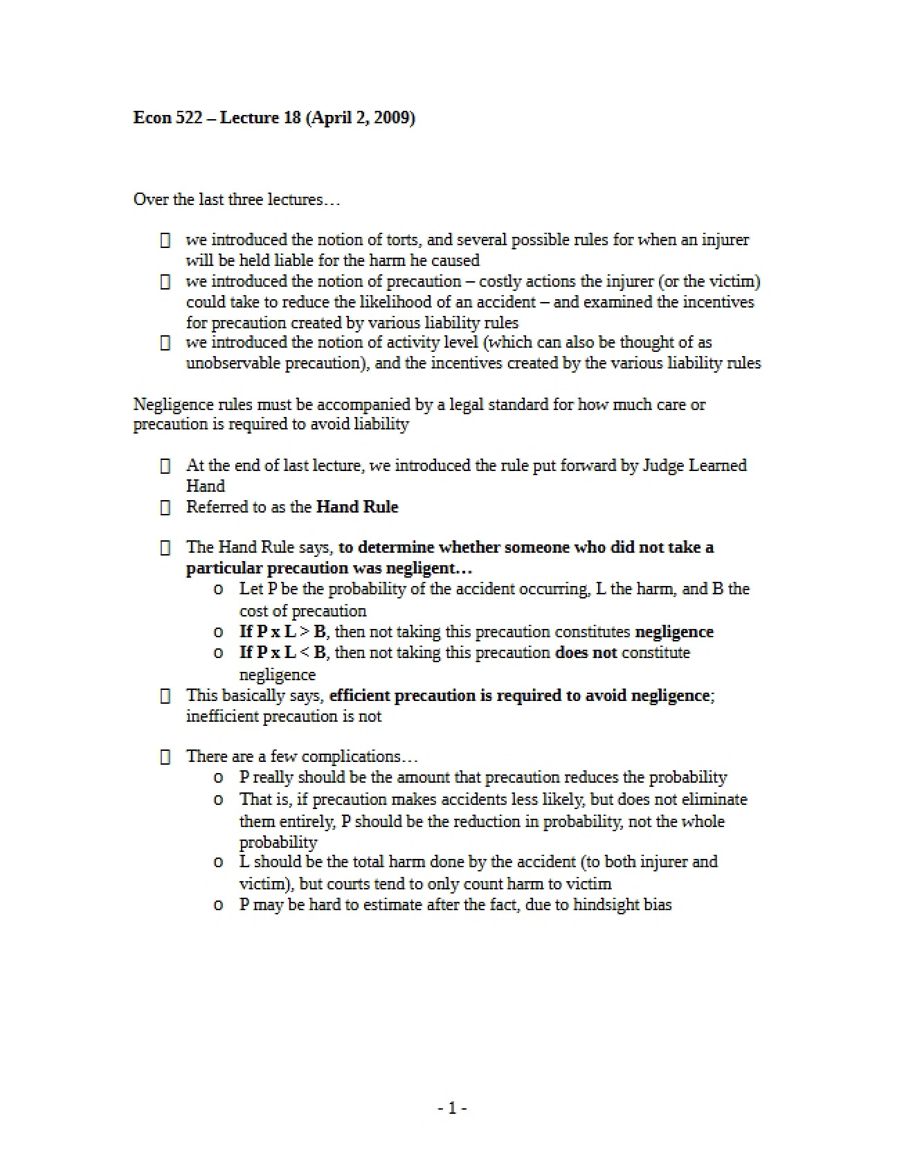 Lecture 19 Notes (Econ 522)