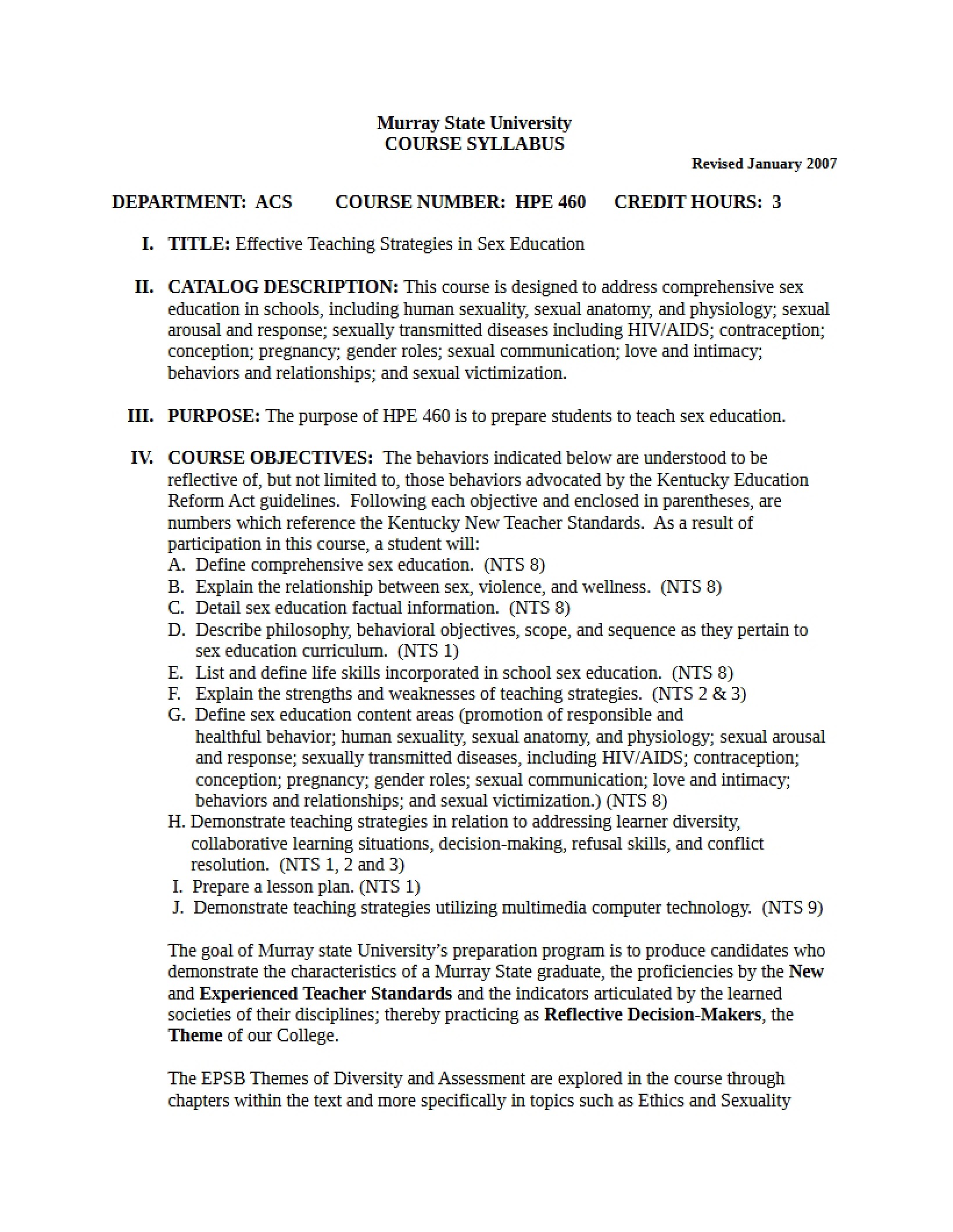 Syllabus - HPE 460