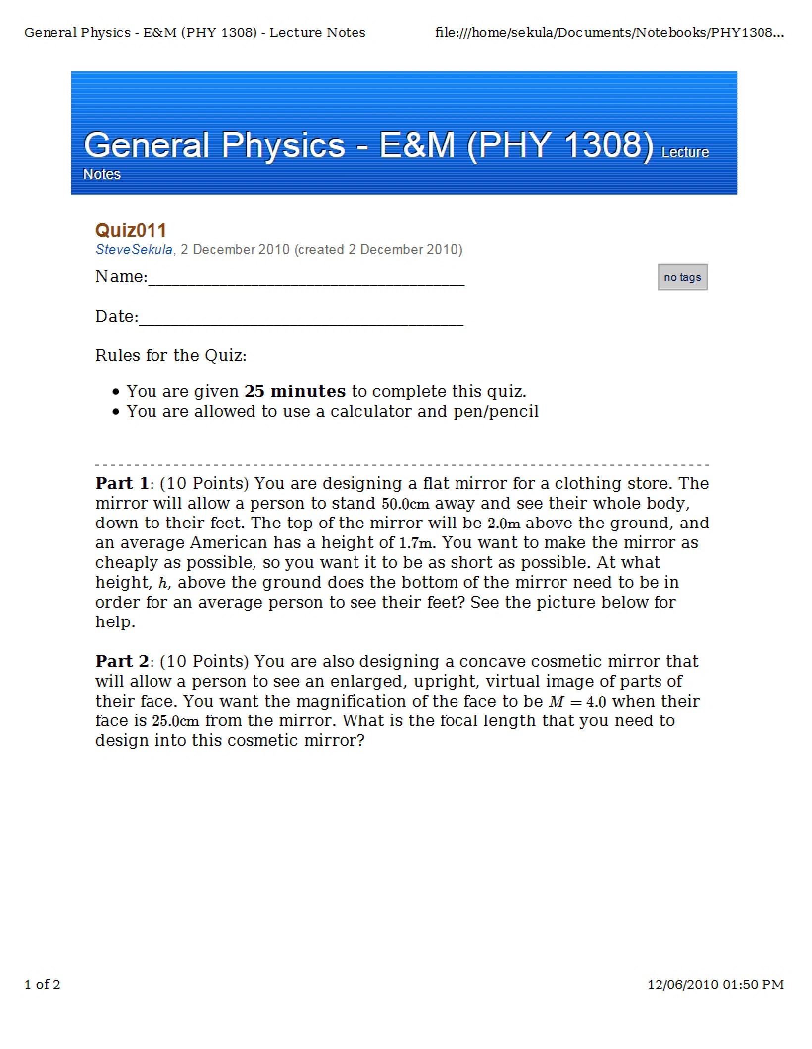General Physics II Study Guide