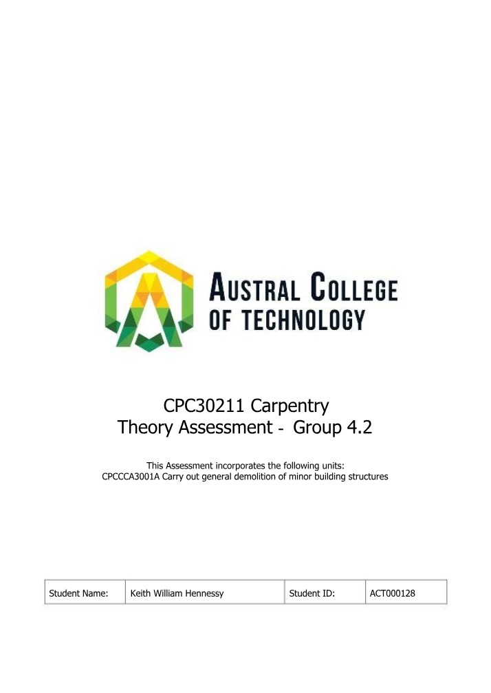 Group 4.2 Theory Assessment for Carpentry CPC30211