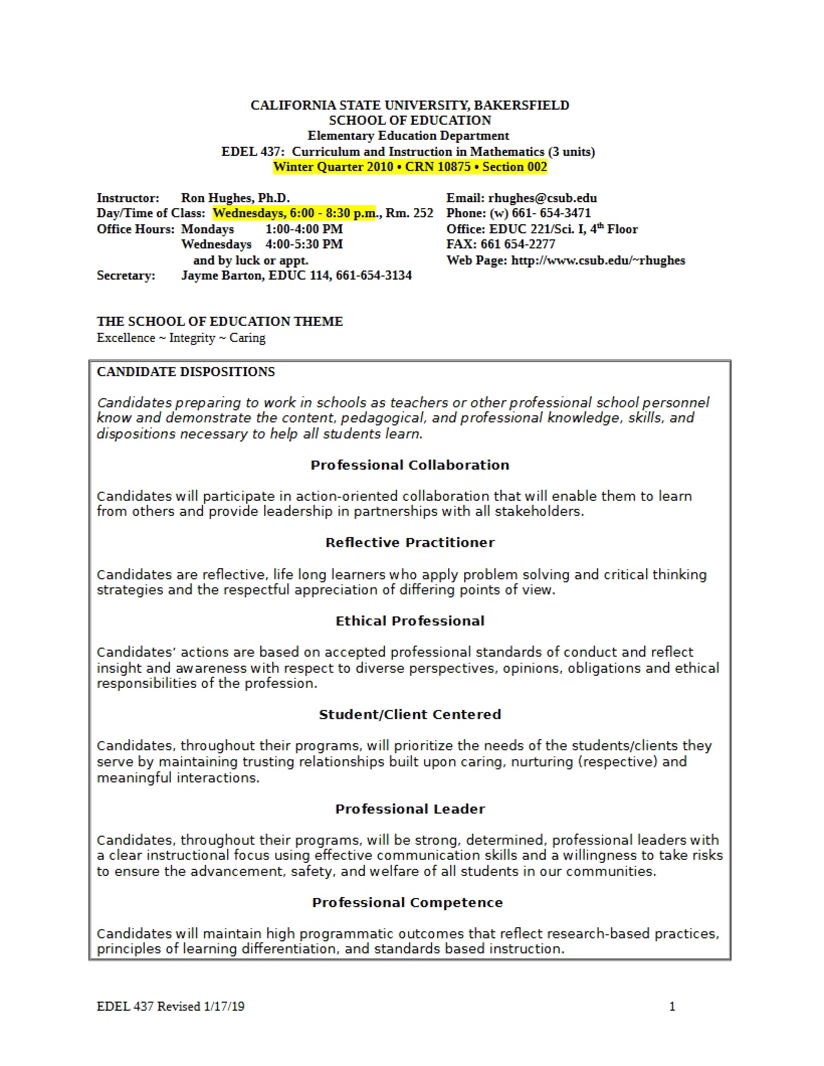 Math Methods Syllabus