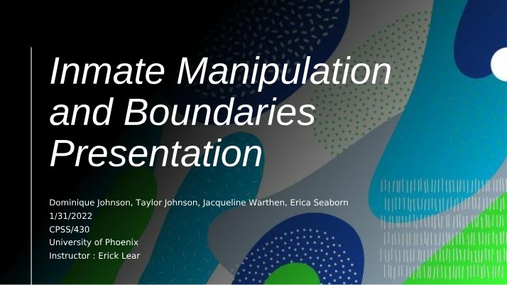 Presentation on Inmate Manipulation and Boundaries