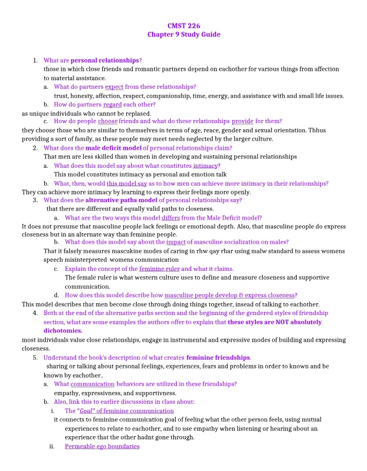 Chapter 9 Study Guide - CMST 226