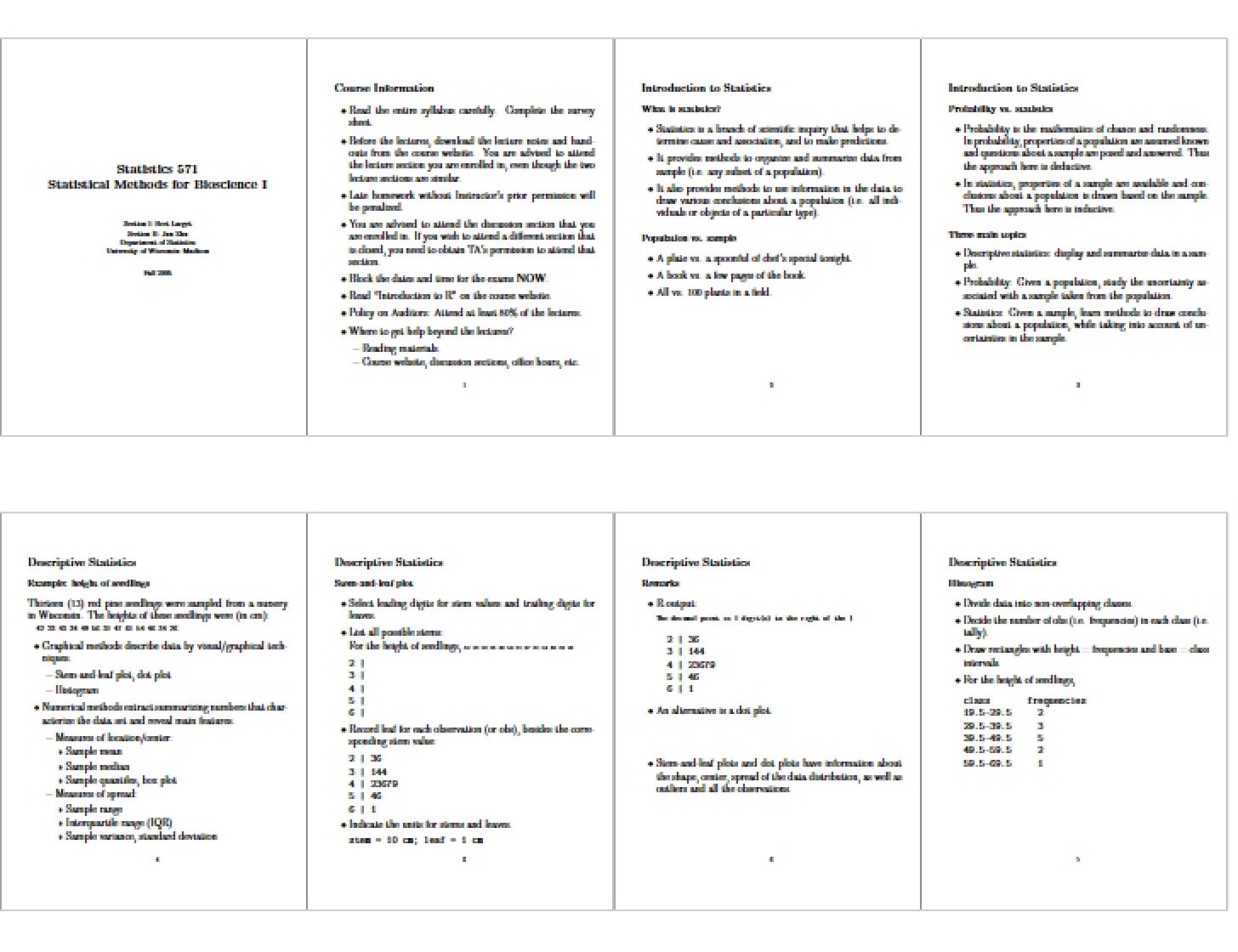 Class Notes for STAT 571 - Statistical Methods for Bioscience I