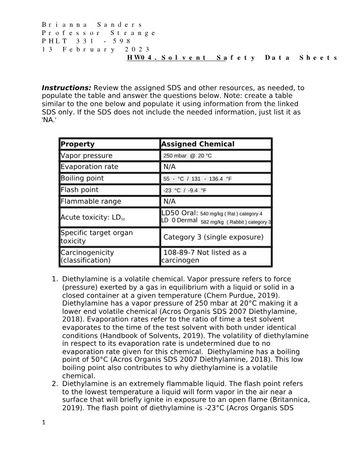 Safety Data Sheets for Solvents (HW04)
