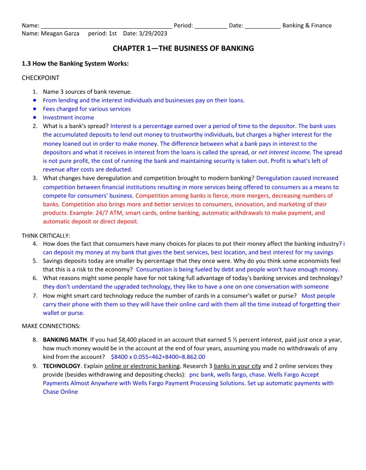 Banking and Other Financial Institutions