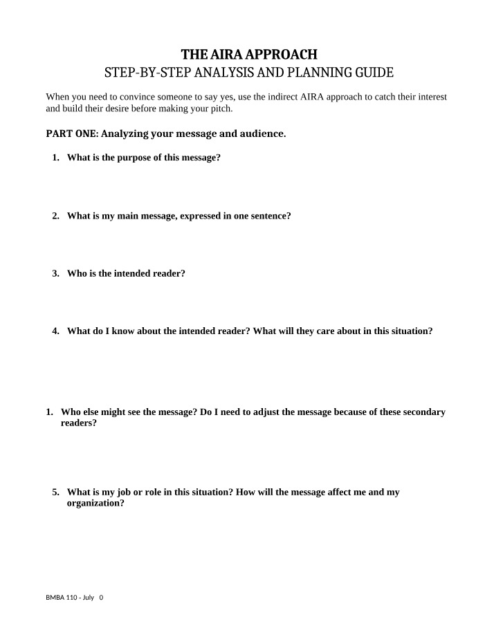 Persuasion Using the AIRA Approach